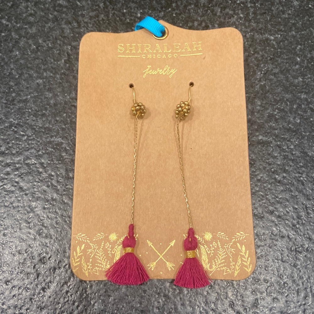 Shiraleah Magenta Lena Drop Earrings NWT boho tassel